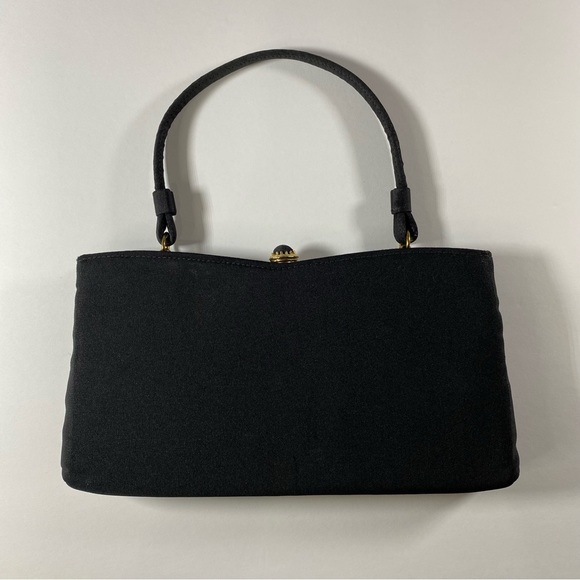 Vintage 1950s Black Satin Evening Bag - Picture 2 of 4